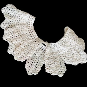 Handmade Crochet Peter Pan Lace Collar Vintage 1920s-1950s Wensday Adams - Picture 1 of 9