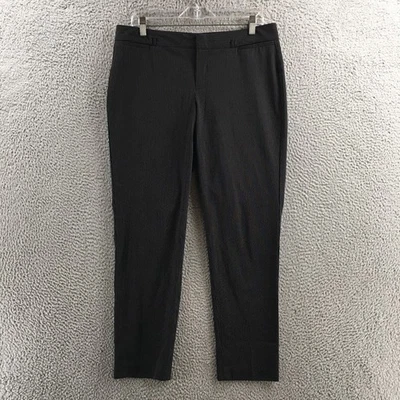 Pantalones de vestir Calvin Klein para mujer 10 negros a rayas tiro medio cremallera frontal plana Foto 1 de 4