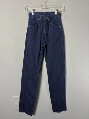 Vintage 80s WRANGLER Womens Size 0 (22" Waist) Dark Blue Denim Jeans 33" Inseam - Image 1 of 4