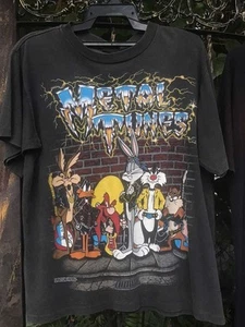 Vintage Looney Tunes Squad Metal Tunes short sleeve black tee shirt KV36677 - Picture 1 of 2