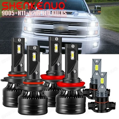 Para For Chevrolet Silverado 1500 2007-2015 -6X de faros LED + focos antiniebla - Image 1 of 4