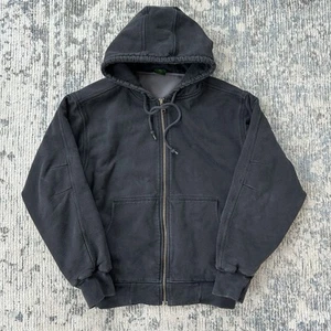 VTG Cabelas Jacket Mens Large Black Blank Full Zip Thermal Lined Hoodie 90s - Picture 1 of 8