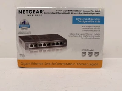 Netgear Business 8 Port Gigabit Ethernet Smart Managed Plus Switch Model GS108E - Image 1 of 3