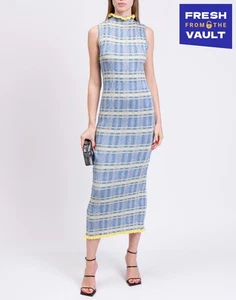 RRP €720 M MISSONI COLLECTION Knitted Midi Dress IT44 US8 UK12 L Blue Striped - Picture 1 of 6
