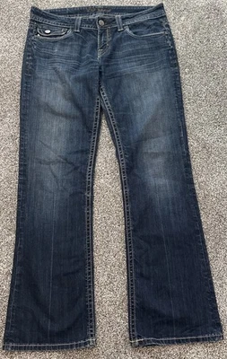 Pantalones de mezclilla para mujer MEK Tacoma Bootcut cintura 31 largo 32 lavado oscuro boho rodeo occidental Foto 1 de 4