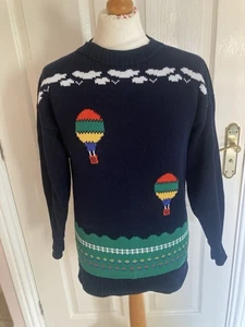 JERSEY VINTAGE BUTTERCUP KNITWEAR UK 10 12 APX DISEÑO GLOBO 100% ALGODÓN - Imagen 1 de 7