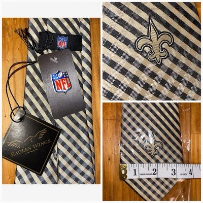 Галстук мужской NFL New Orleans Saints футбольный клетчатый лицензированный - Изображение 1 из 4