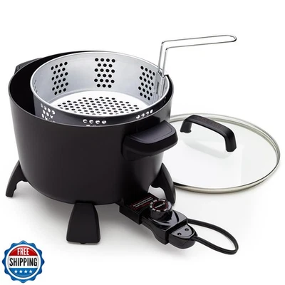 Hervidor de agua grande Presto de 8 cuartos de galón, vaporizador y freidora multi-cocina, negro Foto 1 de 4