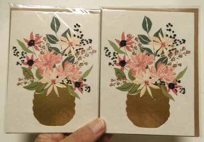2 Papyrus Cards High Quality A World of Gratitude Flowers in a Golden Vase - Image 1 of 4