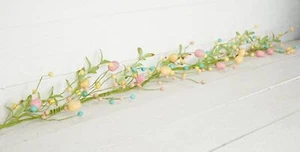 Primitive Farmhouse 4ft Pastel Egg Garland with Willow Leaves - Picture 1 of 6