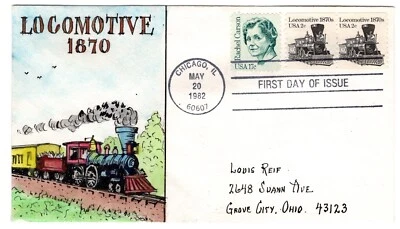 #1897A Locomotive 2c FDC 1982 - Herman Maul Hand-painted - Image 1 of 2