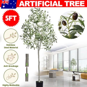 Artificial Plants Decor Indoor Home Garden Office 5FT Plastic Fake Olive Tree - Picture 1 of 12