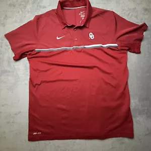 Camisa Polo Oklahoma Sooners Hombres XL Manga Corta Nike Dri Fit Roja Cuello OU Golf - Imagen 1 de 5