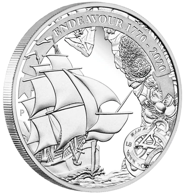 2020 VOYAGE OF DISCOVERY ENDEAVOUR 1770-2020 1oz $1 SILVER PROOF COIN - Image 1 of 4