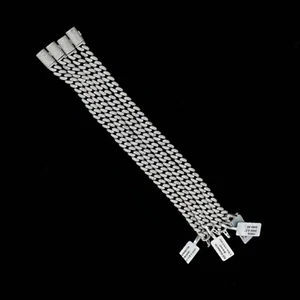 7.5'' Moissanite Solid Miami Cuban Link Classic Bracelet Fully Iced 925 Silver - Picture 1 of 3