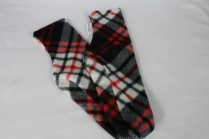 Women's Polar Fleece Socks Slippers Choose Size Black Red Plaid - Picture 1 of 2