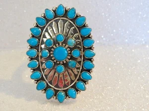 T Philippines Brand Sterling Silver Multi GEMSTONE TURQUOISE Blossom RING Sz 10 - Picture 1 of 9