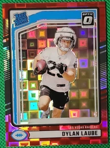 Dylan Laube 2024 Donruss Football Rated Rookie Red Pandora Prizm #372 Raiders - Picture 1 of 2