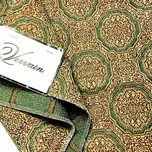 Geometric Uphostery Designer Fabric Gold Green 25" Sq. Sew Craft Home Decor New - Picture 1 of 2