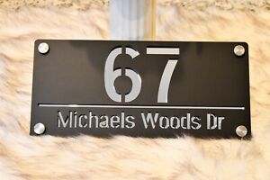 Silver Door Sign House Numbers Laser Cut Black  House Numbers Address Plaque