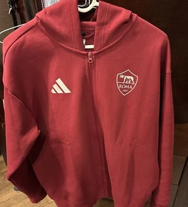 Adidas 2024-25 AS Roma Red Full Zip Sweatshirt hoodie Large - Picture 1 of 3