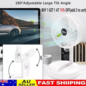 Portable Fan USB Rechargeable Foldable Table Desk Fan Telescopic Floor 3 Speeds - Picture 1 of 15