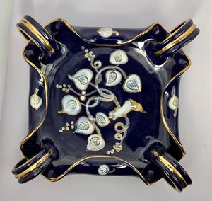 Vintage Glimmer Italien handbemalte Porzellan Schale Kobaltblau & Gold 6x17cm - Bild 1 von 10