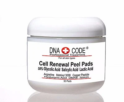 50% Glycolic Cell Renewal Peel Pads, Salicylic Acid, Lactic Acid, Argireline. - Image 1 of 4