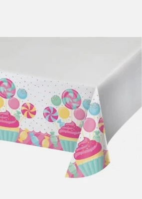 12- Candy Bouquet Plastic Tablecloth 48" x 88" Party Tableware BULK FREE SHIP - Image 1 of 3