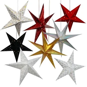 LED Hanging Star Christmas Festive Decoration Lantern Paper Star Xmas Lights - Picture 1 of 70