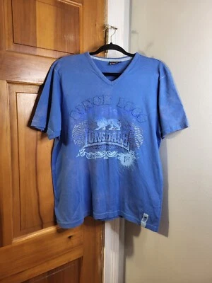 Lonsdale London Men's V Neck 3D Graphic Tee Shirt Blue Sz L - Image 1 of 4
