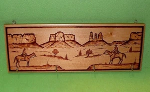 folk art by PHIL YAZZIE Native American NAVAJO on wood plaque Small metal hooks - Picture 1 of 4