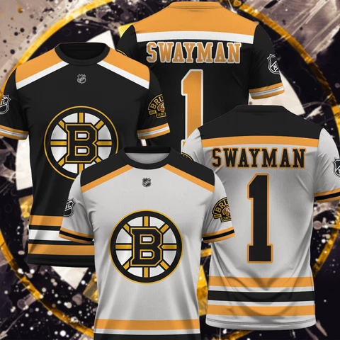 NEW!! Jeremy Swayman Boston Bruins NAme & Number 3D T-Shirt S-2XL Gift Fan Cover
