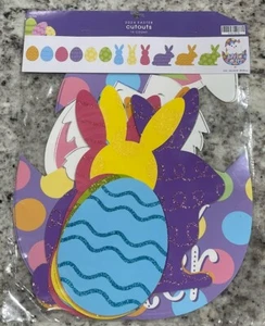 Easter Cutouts 15 Count Eggs Bunnies Happy Easter Holiday Hanging Colorful NEW - Picture 1 of 3