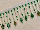 Green Marble Beaded Fringe 2 1/2" Trim Glass Lampshades Hobbies Crafts Sold Yard