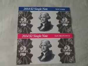 2014 $2 SINGLE NOTE FROM SAN FRANCISCO & NEW YORK FEDERAL RESERVE - Picture 1 of 3