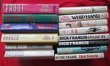 Lot de livres Dick Francis x14 HC/DJ 1ère édition américaine rare années 60 pour coups de pied, sport sanguin++