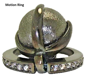 Anillo de circonita cúbica móvil perla negra gunmetal columpios calidad 5 6 7 9 10 NUEVO - Imagen 1 de 3