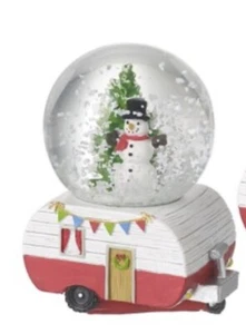 SNOWMAN & TREE CARAVAN SMALL 6cm SNOW GLOBE CHRISTMAS Home Seasonal Decor Gift - Picture 1 of 1