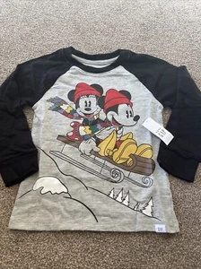 Baby Gap Gap Kids Mickey Minnie Mouse Raglan Christmas Age 4 Years - Picture 1 of 7