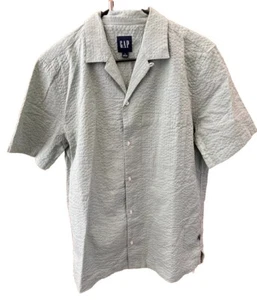 Camicia Gap con bottoni uomo S verde granito manica corta tasca nuova texture cotone - Foto 1 di 14