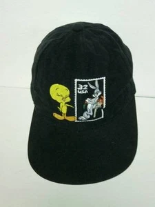Tweety Bird Bugs Bunny Loony Tunes Black Cotton Ball Cap Snap Back Embroidered - Picture 1 of 5