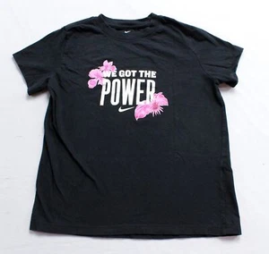 Nike Girl's S/S We Got The Power Graphic Crewneck T-Shirt CF6 Black Medium - Picture 1 of 4