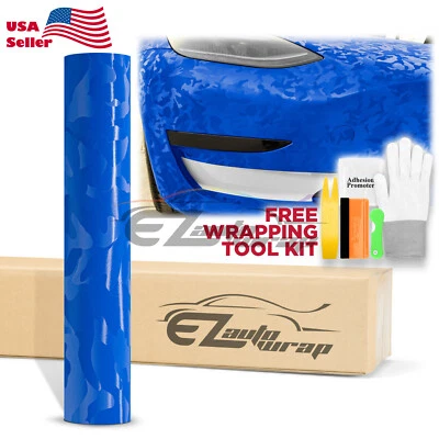 Camuflaje Sombra Azul Intenso Patrón Camuflaje Vinilo Envoltura Calcomanía Adhesiva Hoja Película Foto 1 de 4