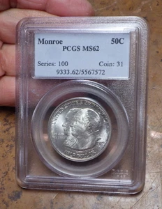 1923 S Monroe Commemorative Silver Half Dollar 50C PCGS MS62 C2 - Picture 1 of 4