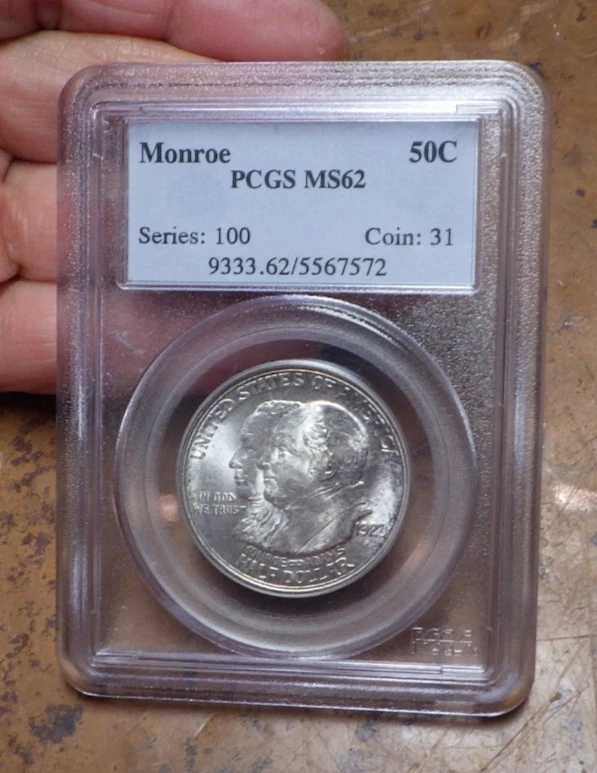1923 S Monroe Commemorative Silver Half Dollar 50C PCGS MS62 C2 - Image 1 of 4