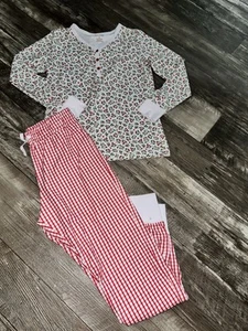 Shrimp And Grits Girls Serendipity Gingham Floral Lounge Pajamas XS NWOT - Picture 1 of 14
