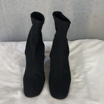 Lauren Ralph Lauren Boots Womens Size 5 Black Sock Ankle Block Heel Made Italy - Image 1 of 4