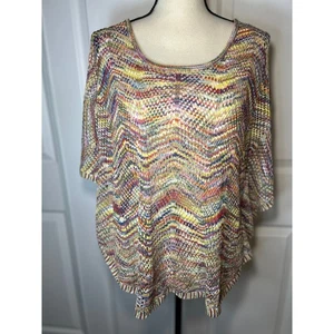 Fever Häkel Strick Zickzack Chevron Poncho Pullover Oberteil Damen Gr. S - Bild 1 von 5