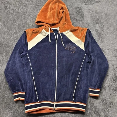 Chaqueta De Colección Sean John Para Hombre 3XL Azul Naranja Cremallera Completa Terciopelo Salón Pista Y2K Foto 1 de 4